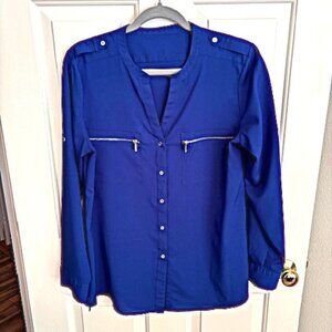 Calvin Klein Royal Blue Long Sleeve Blouse